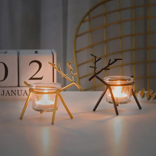 Wrought Iron Fawn Candle Holder for Elegant Home Decor and Ambiance